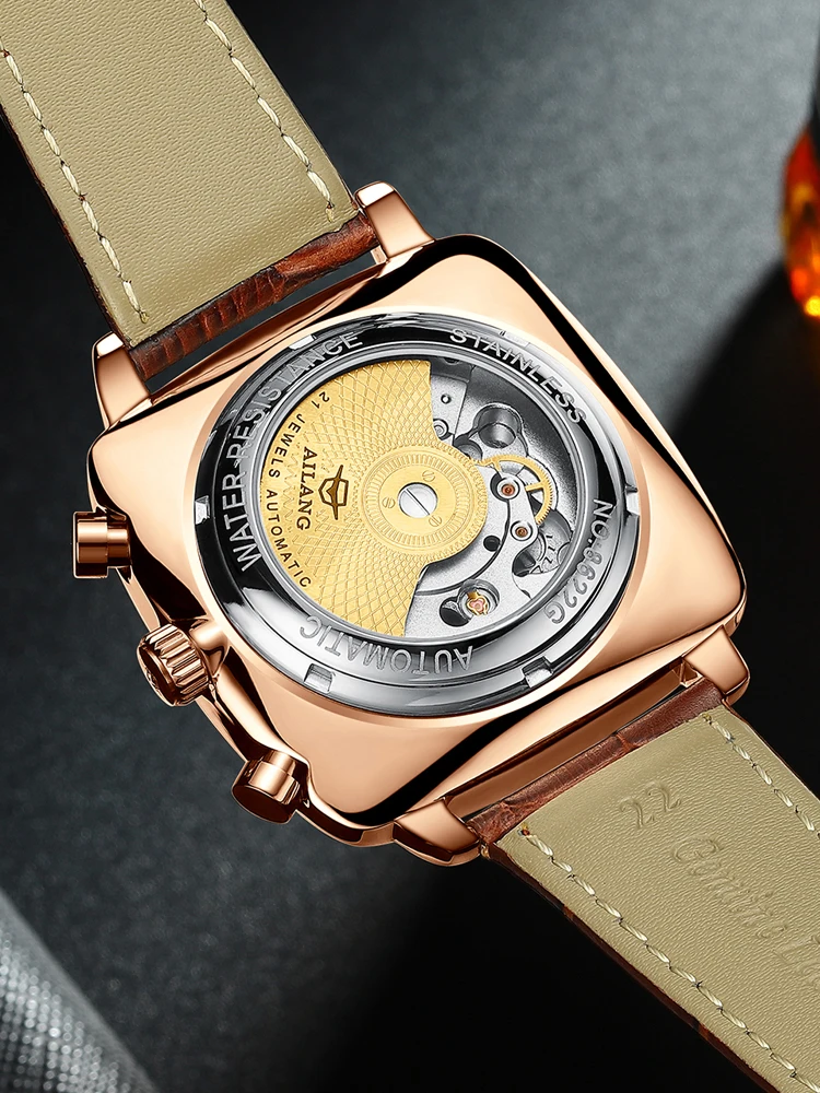 New Square Mechanical Watch Men Automatic Waterproof Tourbillon Luminous men's Wristwatch with Sub-dials enlarge