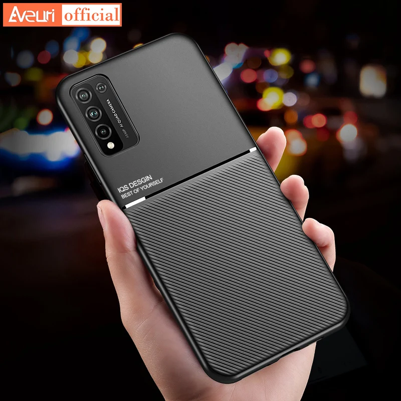 Роскошный матовый чехол для телефона Honor 9X 10X Lite 9A, задняя крышка из кожи и силикона с автомобильным держателем Pro 8X Max 30i 20i 10i ON.