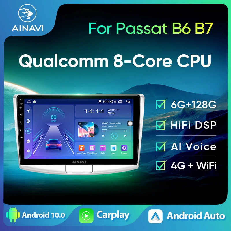 $111.30 Ainavi Car multimedia system 2 din Carplay Android Auto Qualcomm Car Radio for VW Volkswagen Passat B6 B7 CC 2010-2015  GPS 2din