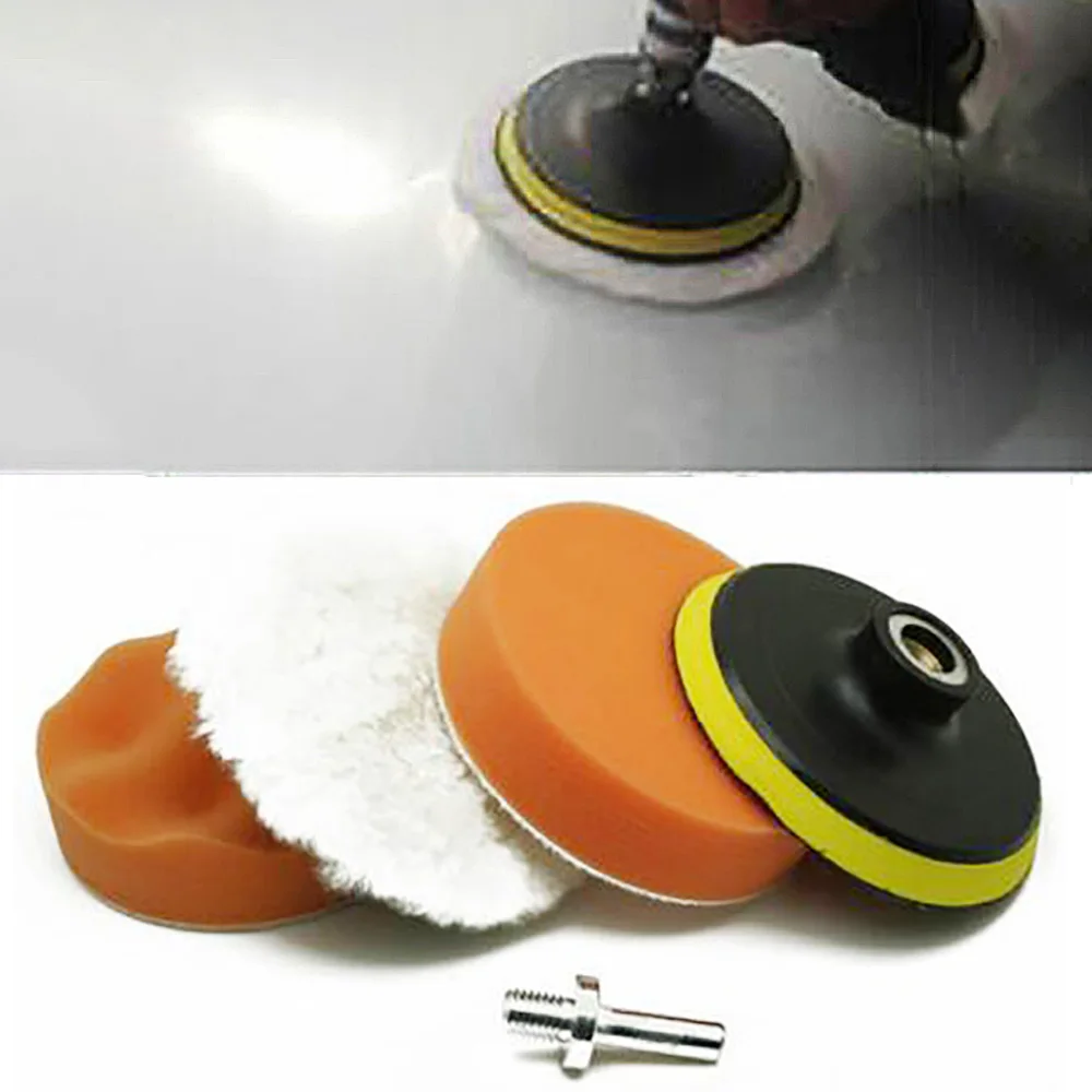 

4 Inch 100mm Car Polishing Waxing Buffing Wool Sponge Pad Kit Car Polisher Buffer For Removes Scratches Drill Attachment