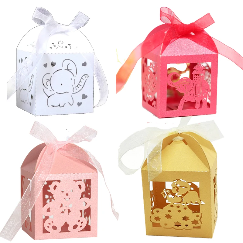 Wedding Favors Gift Boxes With Ribbon Baby Shower Kid Birthday Wedding Party Decorations Supplies