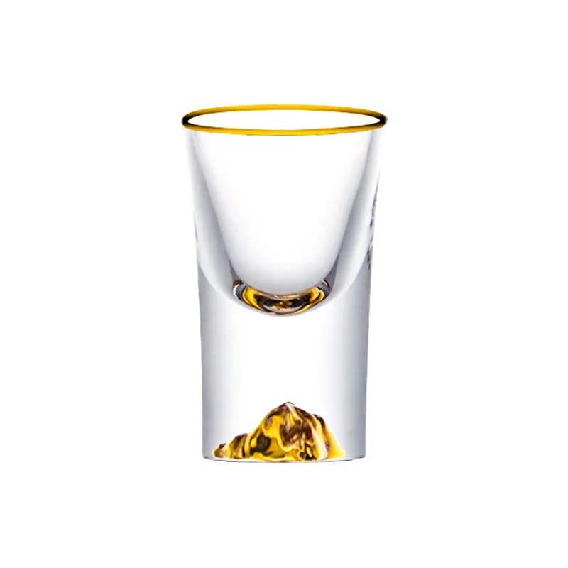 

Crystal Liquor Spirits Shot Glasses Gold Foil Rim Mountain Wine Glass Vodka Whisky Bar Brandy Snifters Bullet Cups Cocktail