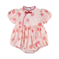 summer baby bodysuits strawberries print christening baptism girls clothes kids outfits 2 color