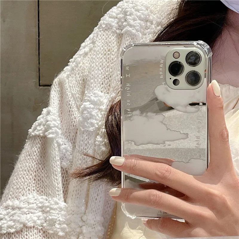 

Mirror English White Cloud Phone Case For iphone 14 13 12 11 Pro Max X XR XSMAX 7 8 Plus SE TPU Case Cover new products