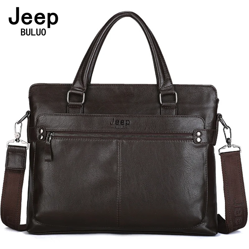 

JEEP BULUO High Quality Briefcases Fashion Bag For Laptop Business Travel Bags Handbags Leather Office Shoulder Bags For Men