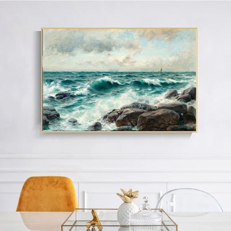 

Waves Seascape Oil Posters Canvas Print Picture Decorative Painting Modern Home Living Room Bedrooms Art Wall Backgrond