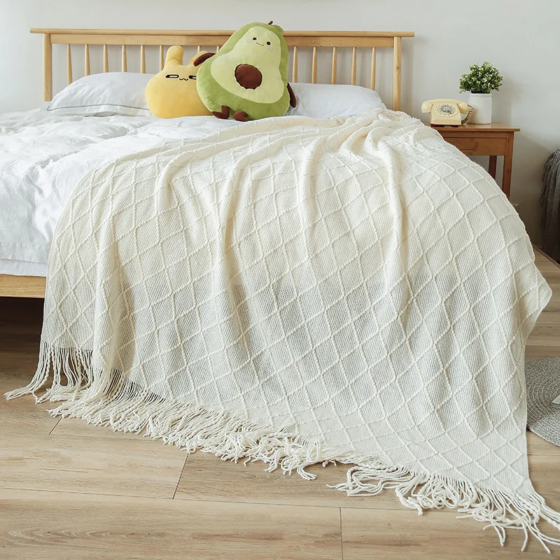 

Blanket Nordic Boemia Needle Blanket Office Lunch Remote Sofa Tailroom Bed Tail Air Motal INS blankets and throws
