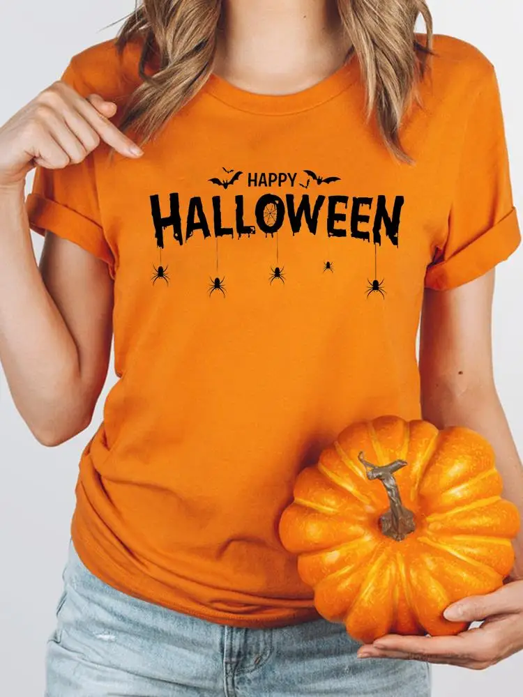

2022 T-shirt Happy Halloween Festival Fall Autumn Women Ladies Graphic Clothing Fashion T Shirt Print Tee Female Top Clothes