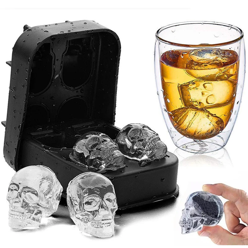 

3D Skull Silicone Mold Ice Cube Tray Mould Ice Cube Maker Ice Ball Mold Whiskey Wine Cocktail Ice Ball Kitchen Accessories Tools