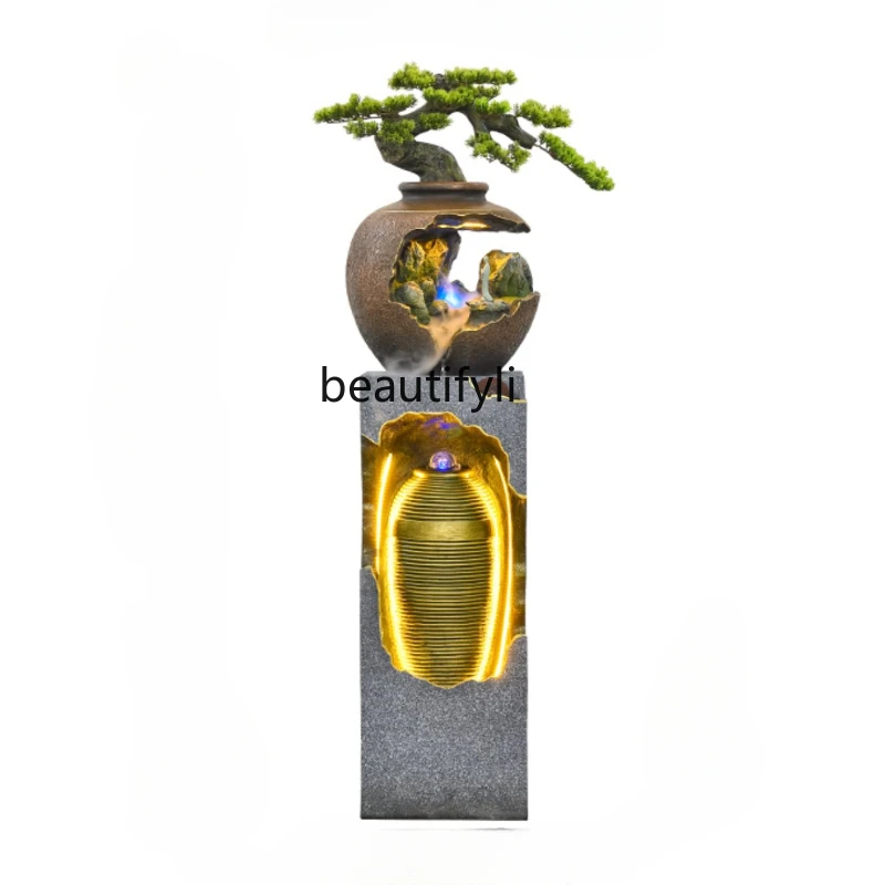 

Chinese-Style Rockery Circulating Water Screen Water Curtain Wall Opening Gift Fortune Good Luck Comes Living Room Decoration