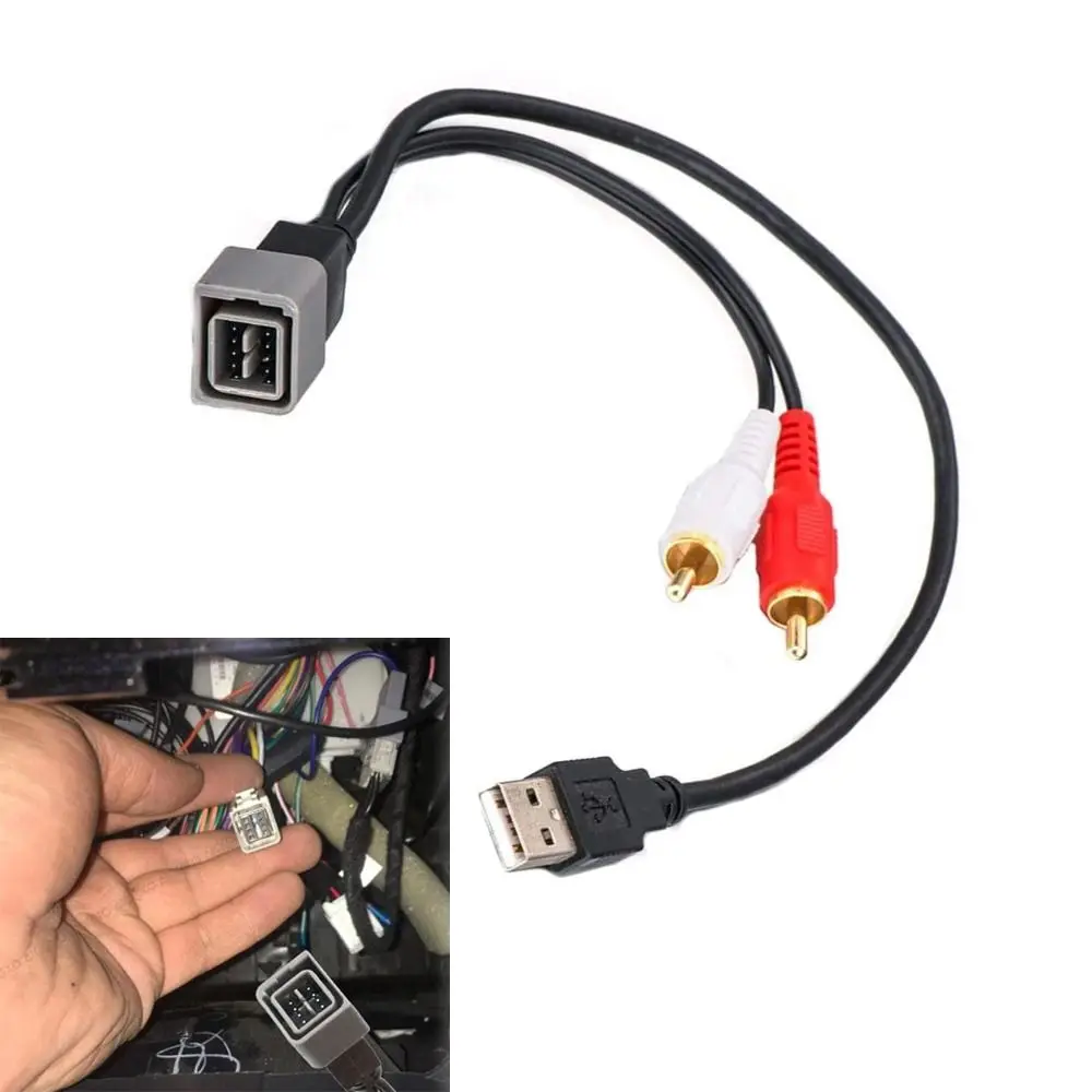 Usb + 2 Rca Black Usb Port Input Retention Cable Plastic 2-w