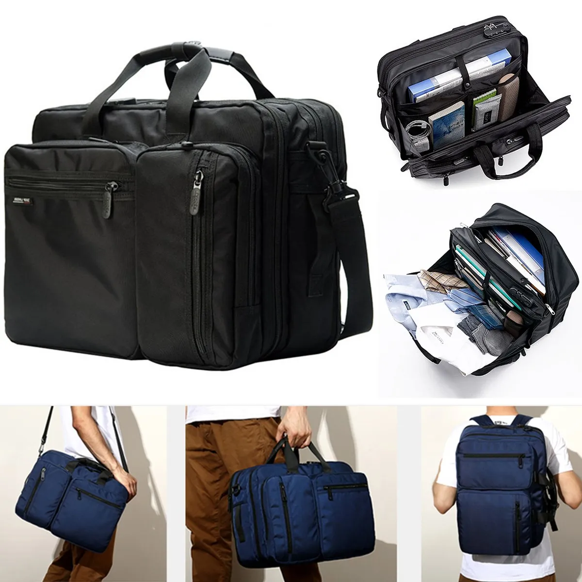 

Men Anti-theft Briefcase Expandable Multi-pocket Waterproof Laptop Bag Large Capacity Backpack 2022 New Hangbag For Bussiness