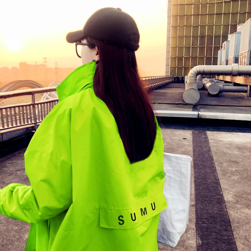 Fluorescence Green Outerwear Women Spring and Autumn Mid-Length 2024 New Temperament This Year Popular Fashion Trench ...