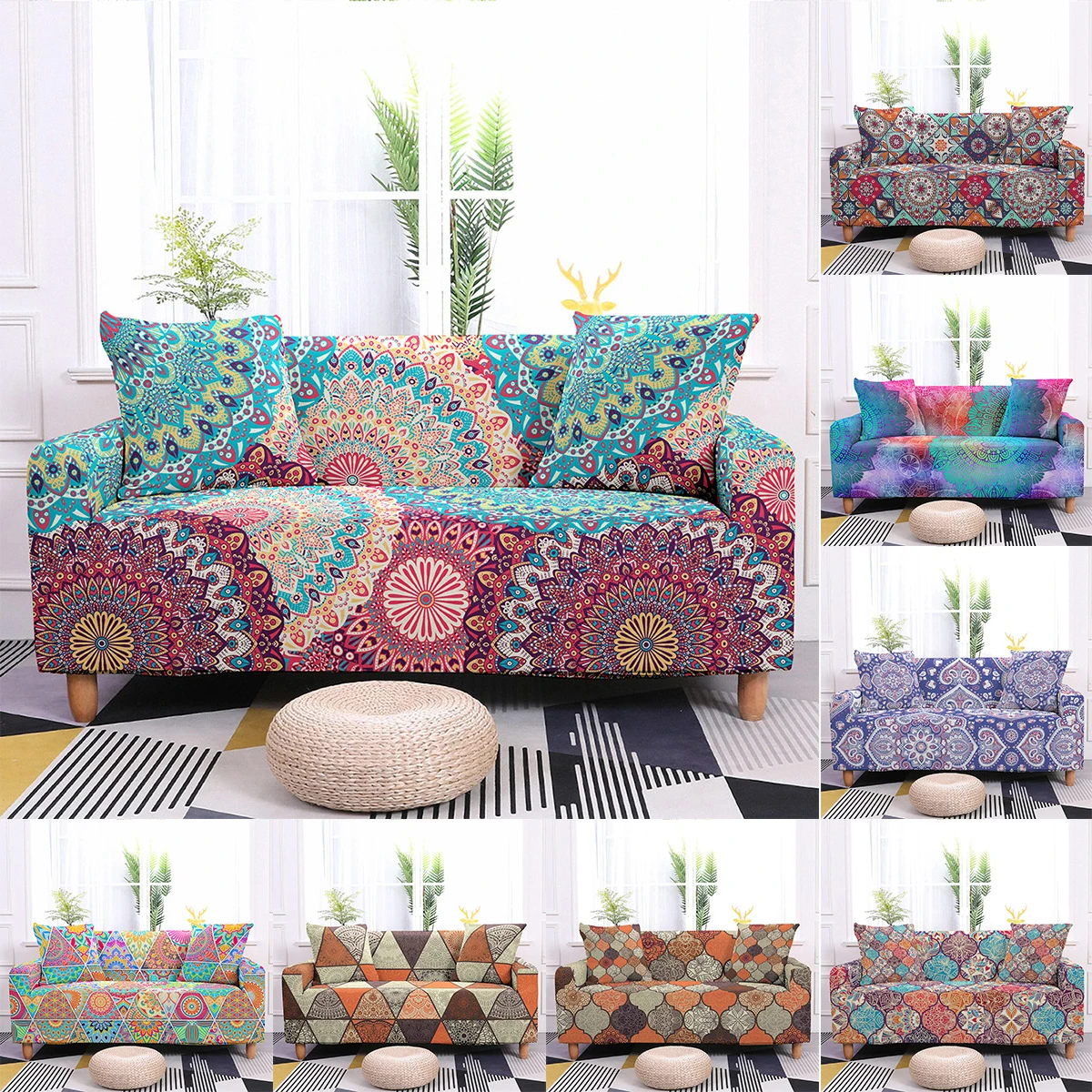 

Sofa Cover for Living Room 3D Mandala Stretch Slipcovers Sectional Couch Cover 2/3 Seater Funda De Sofá L Shape Sofa Home Decor