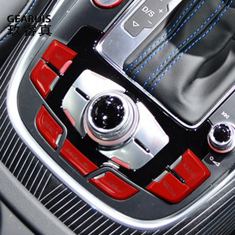 

Car Styling For Audi RS4 RS5 S4 S5 B8 2009-2016 NAV TEL RADIO MEDIA MENU BACK Button switch Sticker Cover Trim A4 A5 Accessories