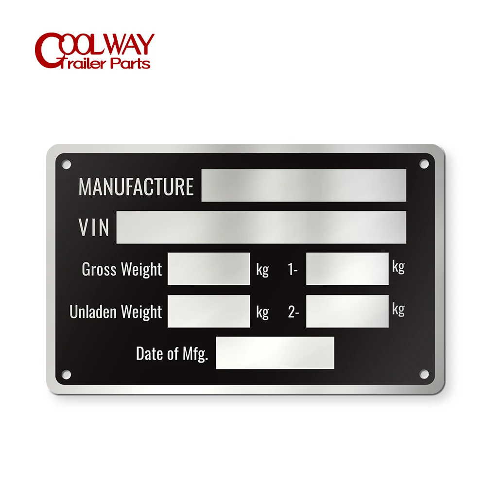 

86 X 54mm Blank or Engraved Aluminum Trailer ID Tag Vin Plate Serial GVWR Medical RV Parts Camper Accessories