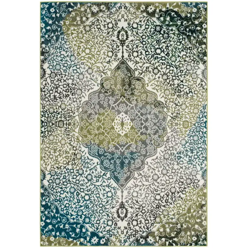

Enchanting Abstract Colorful Area Rug - Ivory/Peacock Blue - 5'3" x 7'6" - Edna