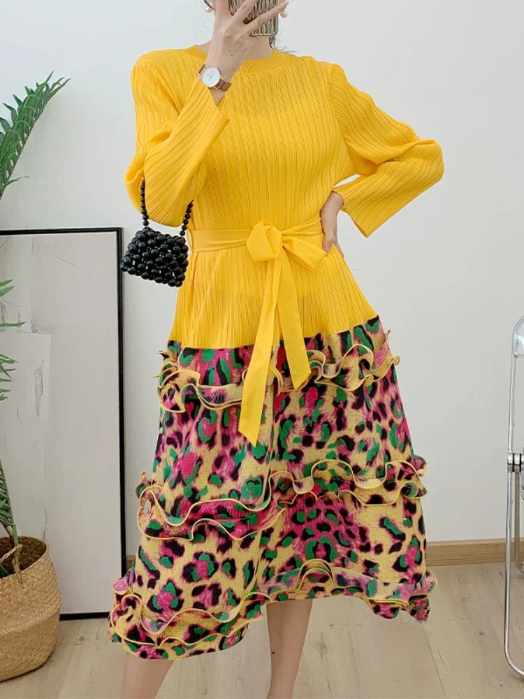 EGRM летнее повседневное плиссированное платье с оборками по краям модное круглым