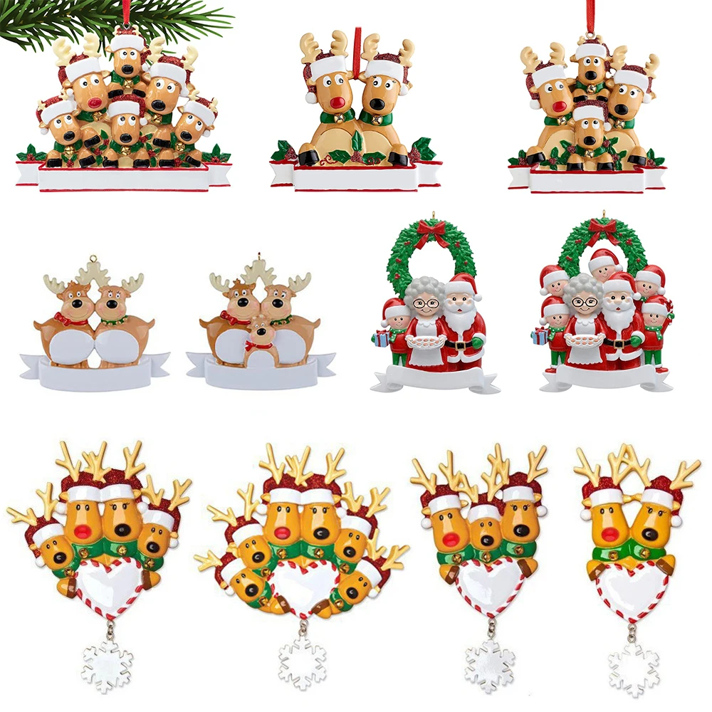

Милый Рождественский орнамент из смолы для всей семьи, персонализированная подвеска в виде оленя «сделай сам» для дома, подвесные украшения для рождественской елки, новый год 2023