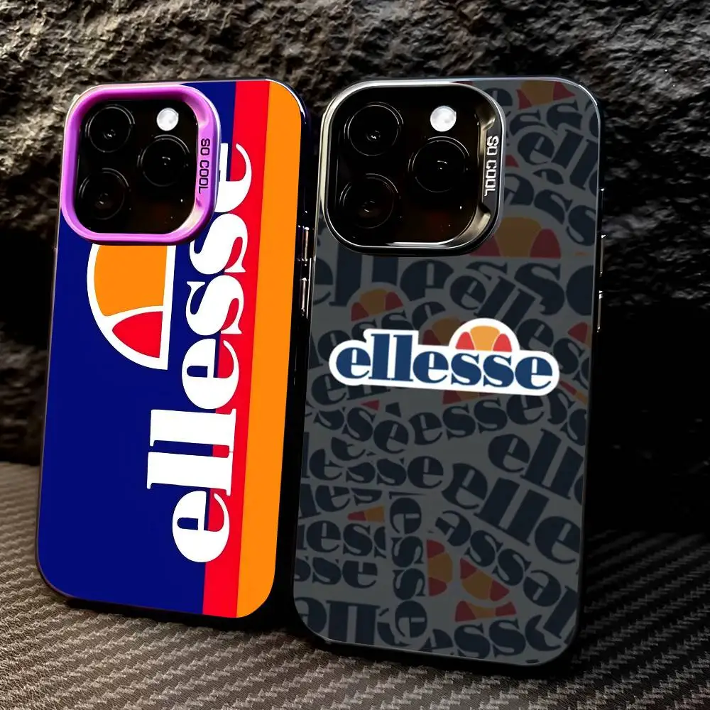 Фото Модный брендовый чехол для телефона E-ellesseS для iPhone 16, 15, 14, 13, 12, 17 Pro Max, специальное металлическое серебряное крепление с гальваническим покрытием для мобильного устройства №1