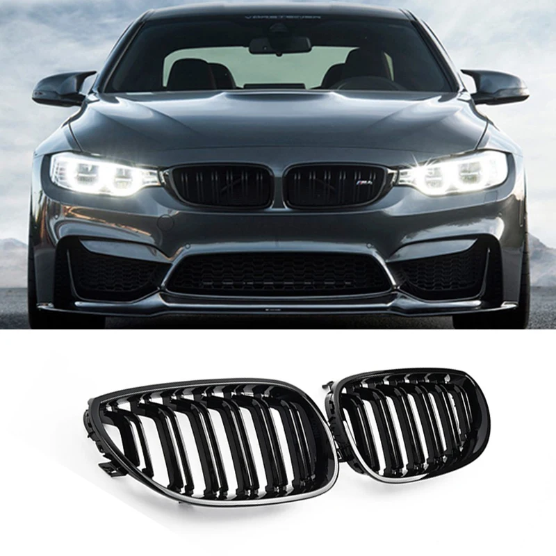 

Car Kidney Grill Racing Double Line Grille For BMW 5 Series E60 E61 2003-2010 Car Tuning Front Grills Accessories Gloss Black