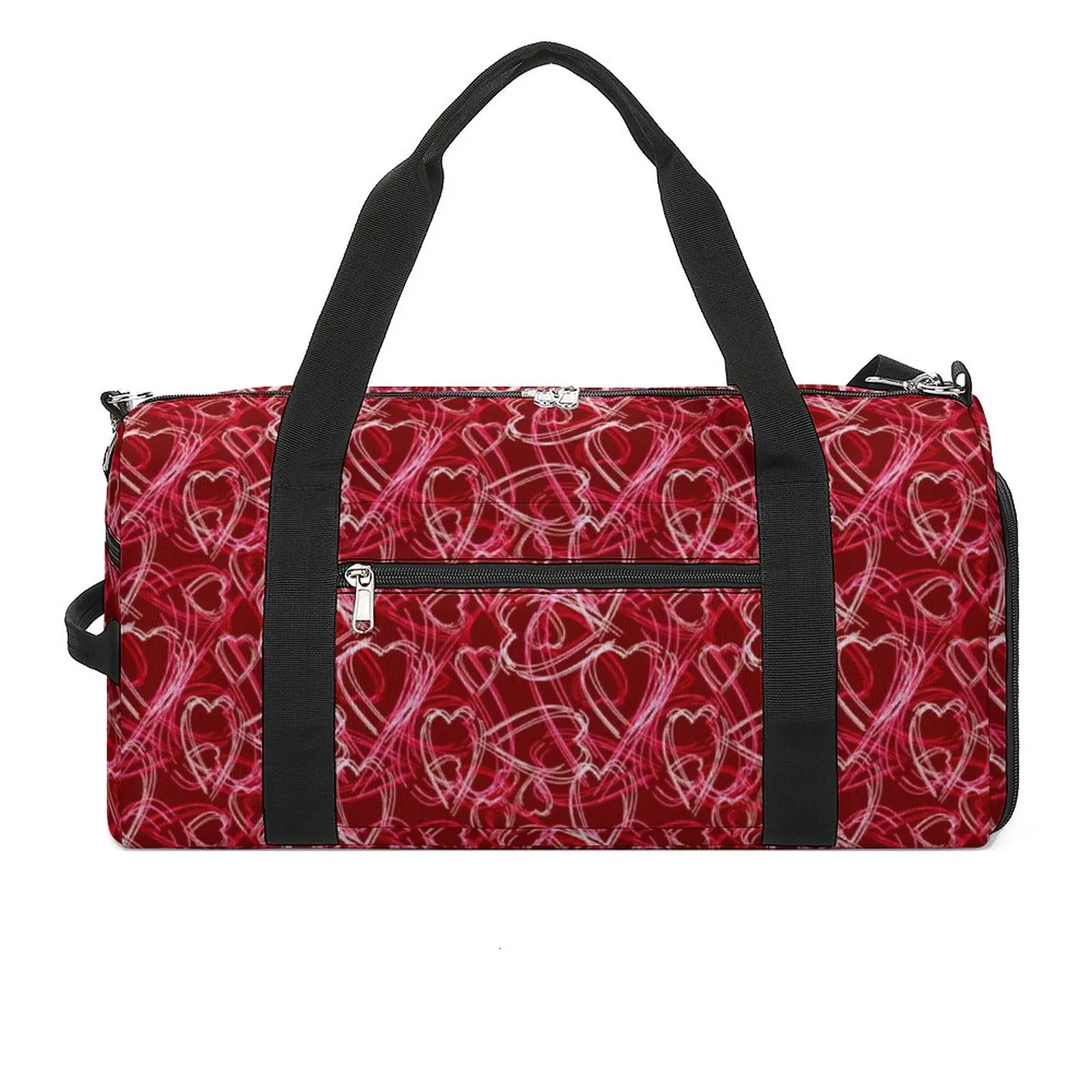 

Trendy Heart Print Sport Bags Abstract Red Hearts Shoes Gym Bag Weekend Men Fitness Handbag