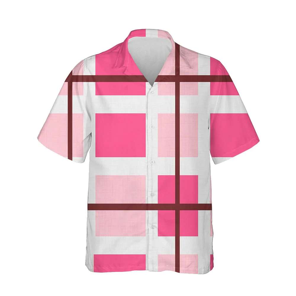 Jumeast New 3D Men's Clothing Fashion Plaid Shirts For Men Casual Mens Hawaiian Shirt Short Sleeve Comfortable Casual Blouses