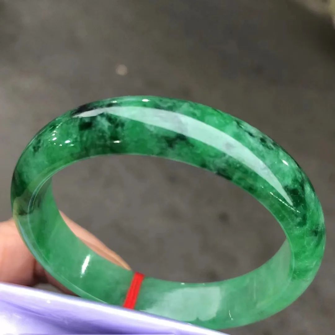 

Natural 100% real Myanmar jadeite bangle flat bar jadeite bangle green jadeite for woman temperament gift bracelets 56mm 406