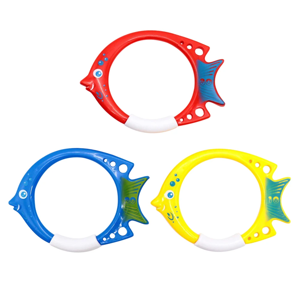 

3pcs Swimming Pool Diving Fish Ring Underwater Memory Diving Training Cartoon Fish Torpedo Rings Pool Bath Game Accessories