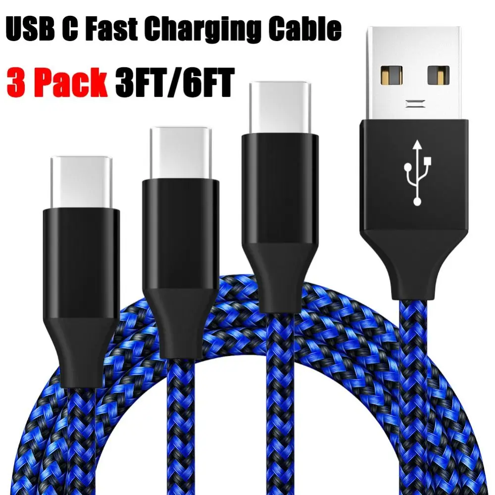 

Braided USB C Fast Charging Cable Nylon 2.4A SYNC Charger Cable Cord 3/6FT PVC USB C Data Cable Samsung Galaxy Google HUAWEI LG