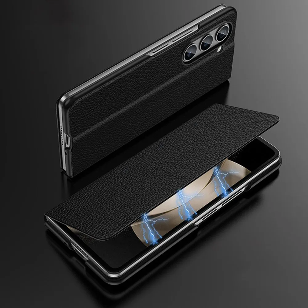 Чехол из натуральной кожи для Samsung Galaxy Z Fold 3 4 5 6 Магнитный флип-чехол Fold3 Fold4 Fold5 Fold6
