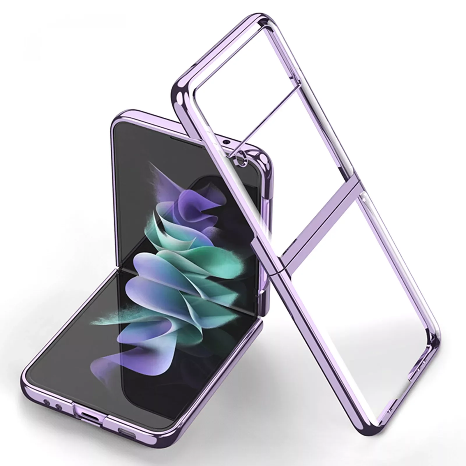 

Galaxy Z Flip/fold 3 5G Case Slim Luxury Electroplate Frame Crystal Clear Back Full Body Shockproof Anti-Scratch Protective Case