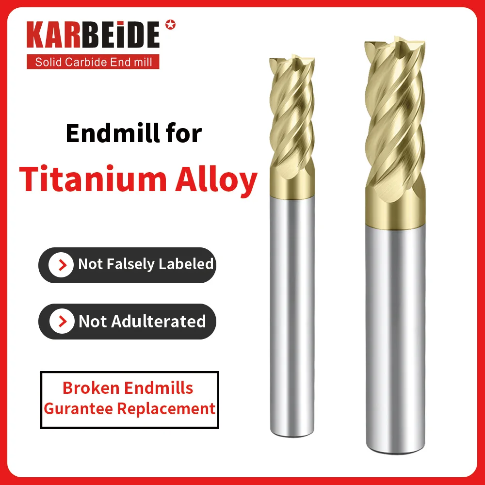 

KARBEIDE Твердосплавные концевые фрезы из титанового сплава с 4-зубым покрытием ZrN, для титанового сплава