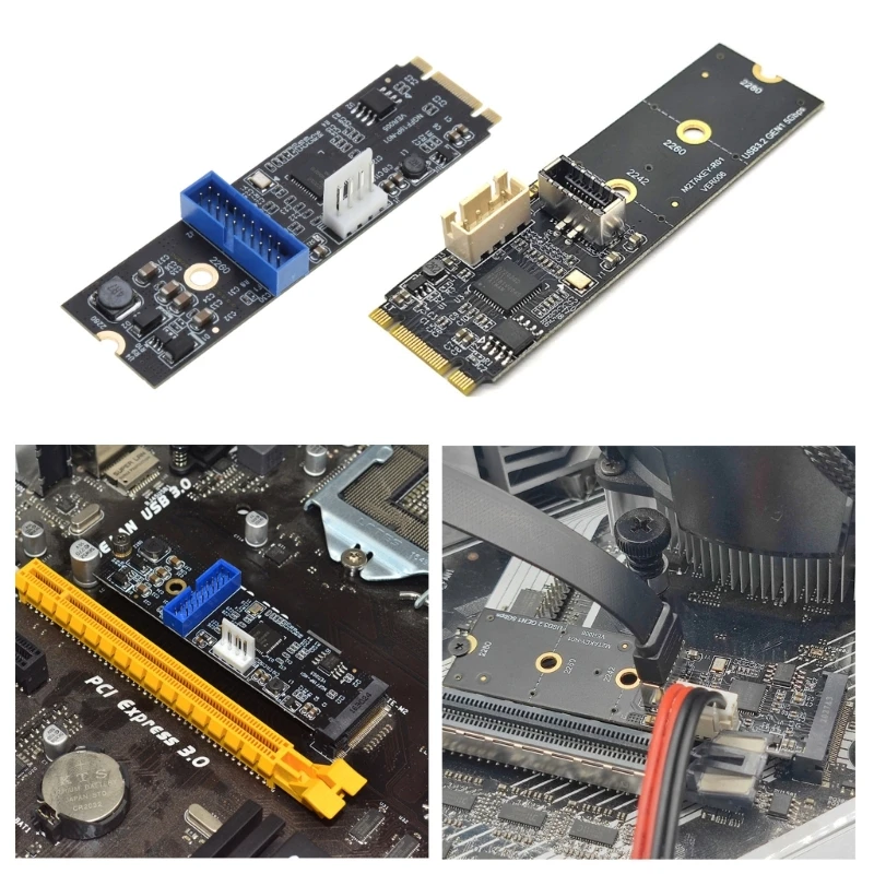 

PCI-E M2 NVME Expansion Card M2 NVME to Type-C Front TYPE-E A-KEY 20PIN Extension USB3.2 5Gbps Adapter Card