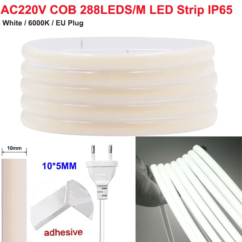 

SUNSPURT COB светодиодная лента 220В тёплый белый 35 метров