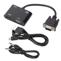 vga to hdmi compatible adapter vga splitter with 3 5mm audio converter support dual display for pc projector hdtv multi port vga