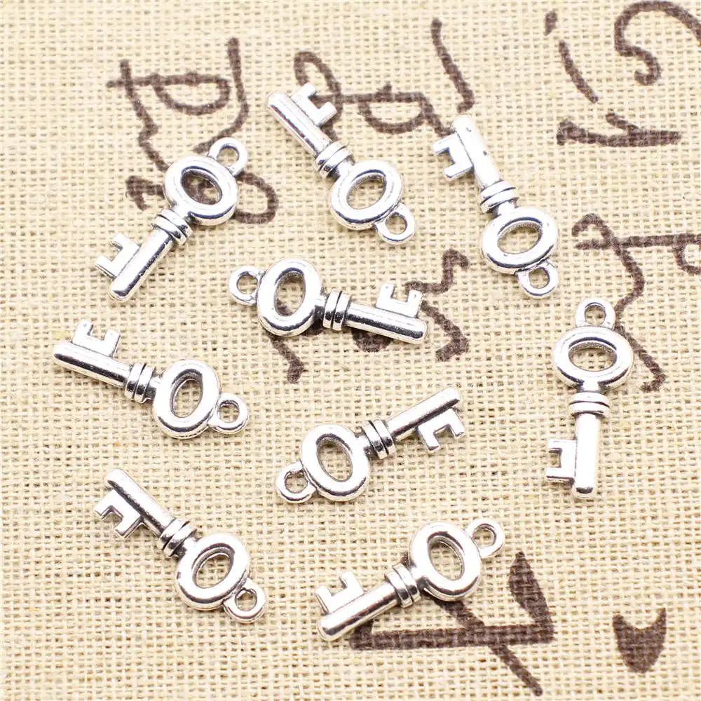 

10pcs Antique Silver Color 8x21mm Key Charms Handmade Jewerly Diy