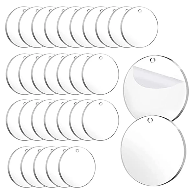 

3 Inch Acrylic Circle Blanks Clear Acrylic Blanks With Holes, Acrylic Rounds Compatible For Vinyl Crafts, DIY Projects