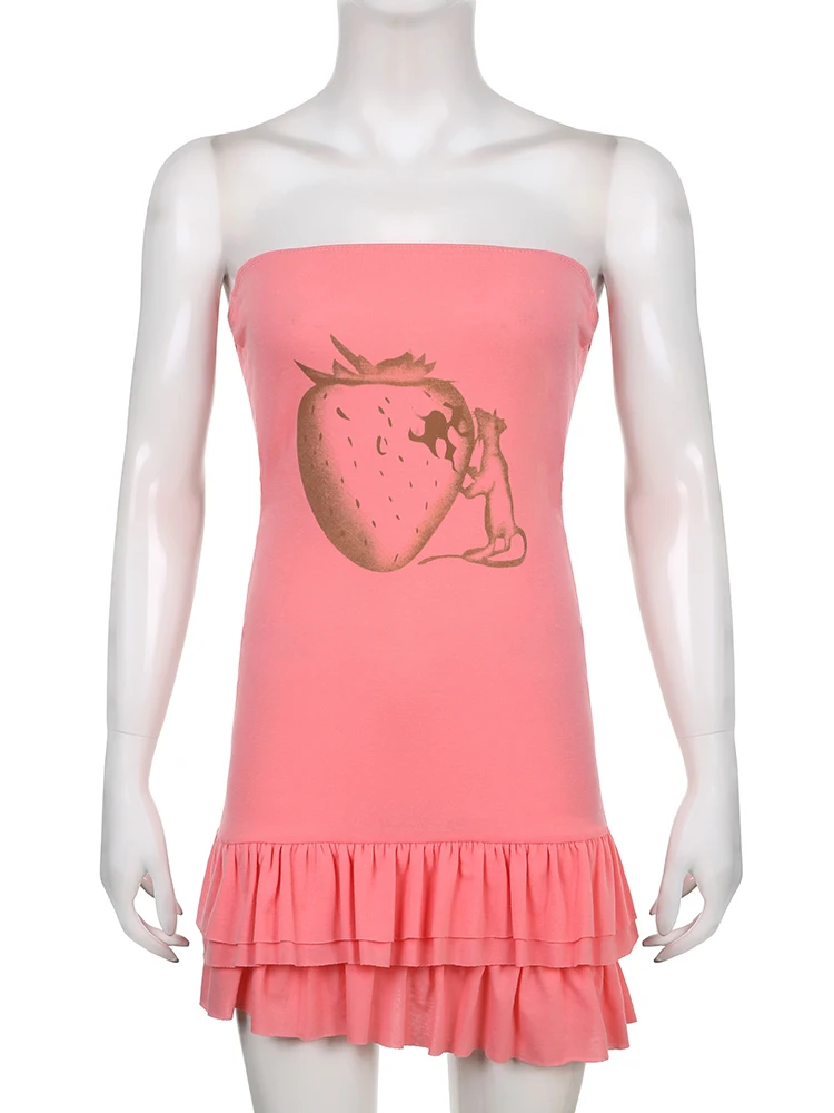 Сексуальный Мини Сарафан cuteandpsyy2k в стиле Харадзюку с принтом Клубная одежда