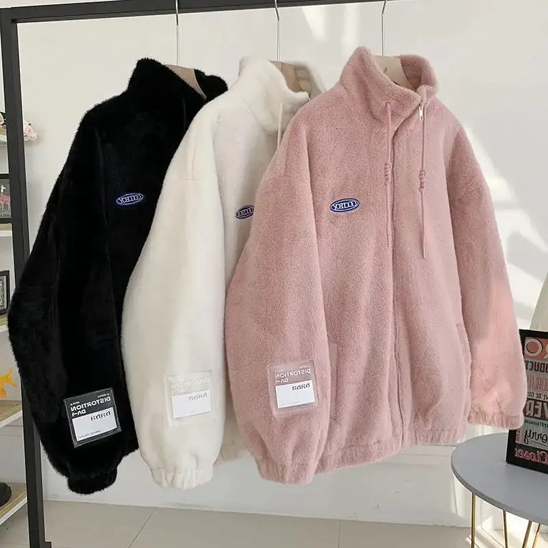 

Куртка из овечьей шерсти для женщин, плюшевая и утолщенная, зима 2023, новая, свободная и универсальная