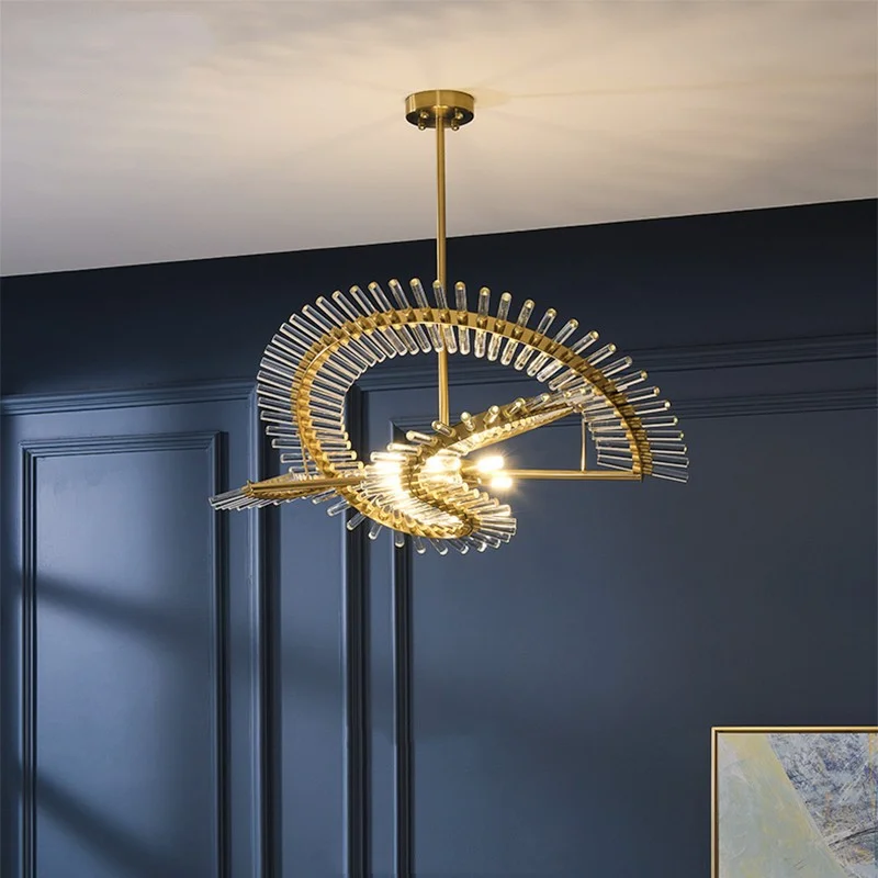 

Art LED Chandelier Pendant Lamp Light Luxury Crystal Glass Dining Living Postmodern Hanging Fixture Bedroom Restaurant Designer