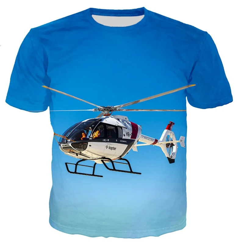 

Летние мужские футболки с 3D-принтом вертолета 2023 повседневные спортивные футболки с круглым вырезом и коротким рукавом Новые детские футболки в стиле Харадзюку унисекс
