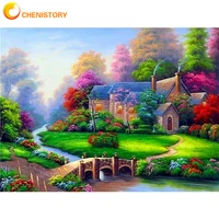 chenistory diy painting by numbers village handmade paint landscape decor art pictures handpaint gift coloring by numbers kit