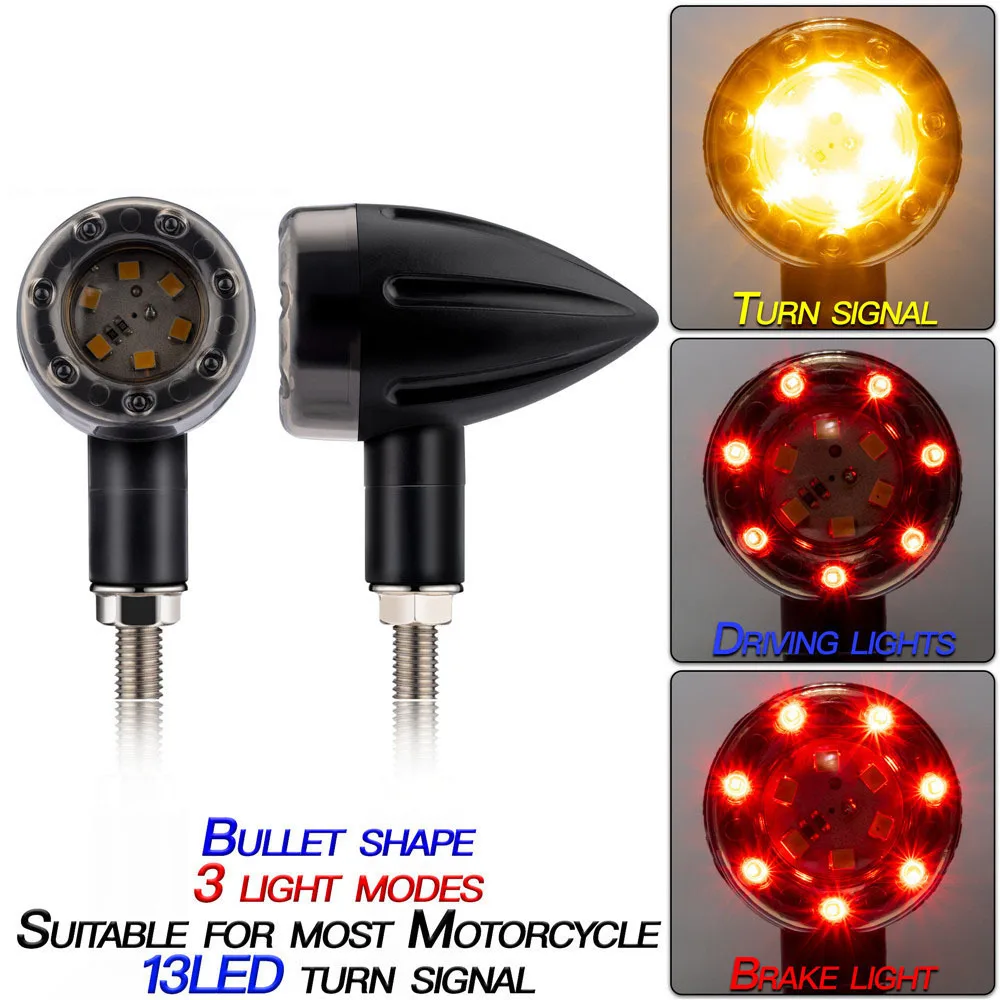 

Motorcycle General Modified Accessories Harley Bullet Plastic Modified LED Steering Light with Brake Daily Running Light