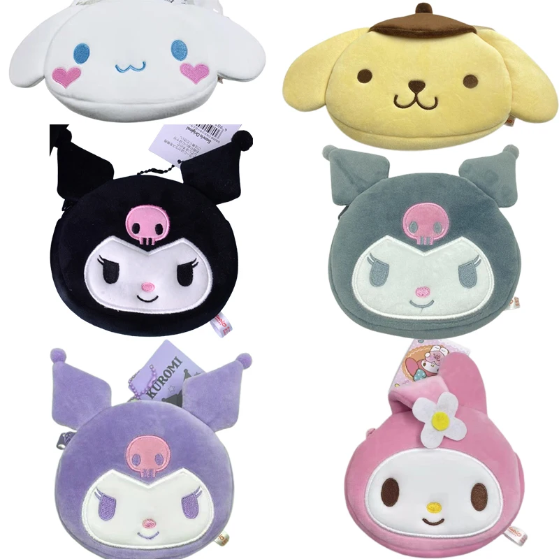 Sanrio Coin Purse Kawaii Cinnamoroll Melody Kuromi Plush Bag Anime Handbags Cartoon Plush Storage Coin Purse Cute Bag For Girl