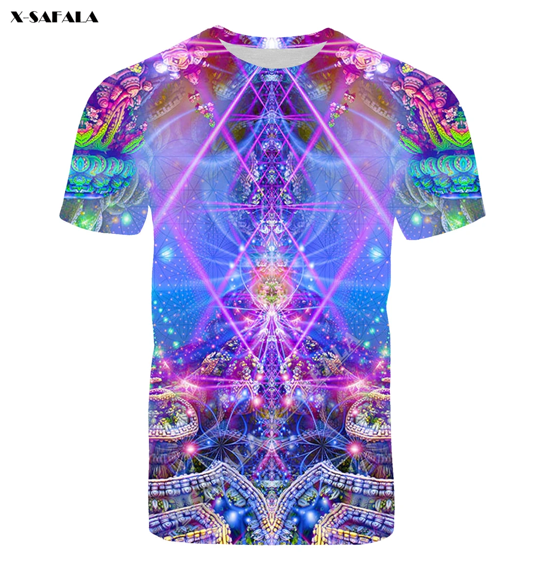 

Gates of Atlantis Psychedelic Mandala 3D Full Print Men T-Shirt Tops Tees Short Sleeve Casual High Class Material Milk Fiber