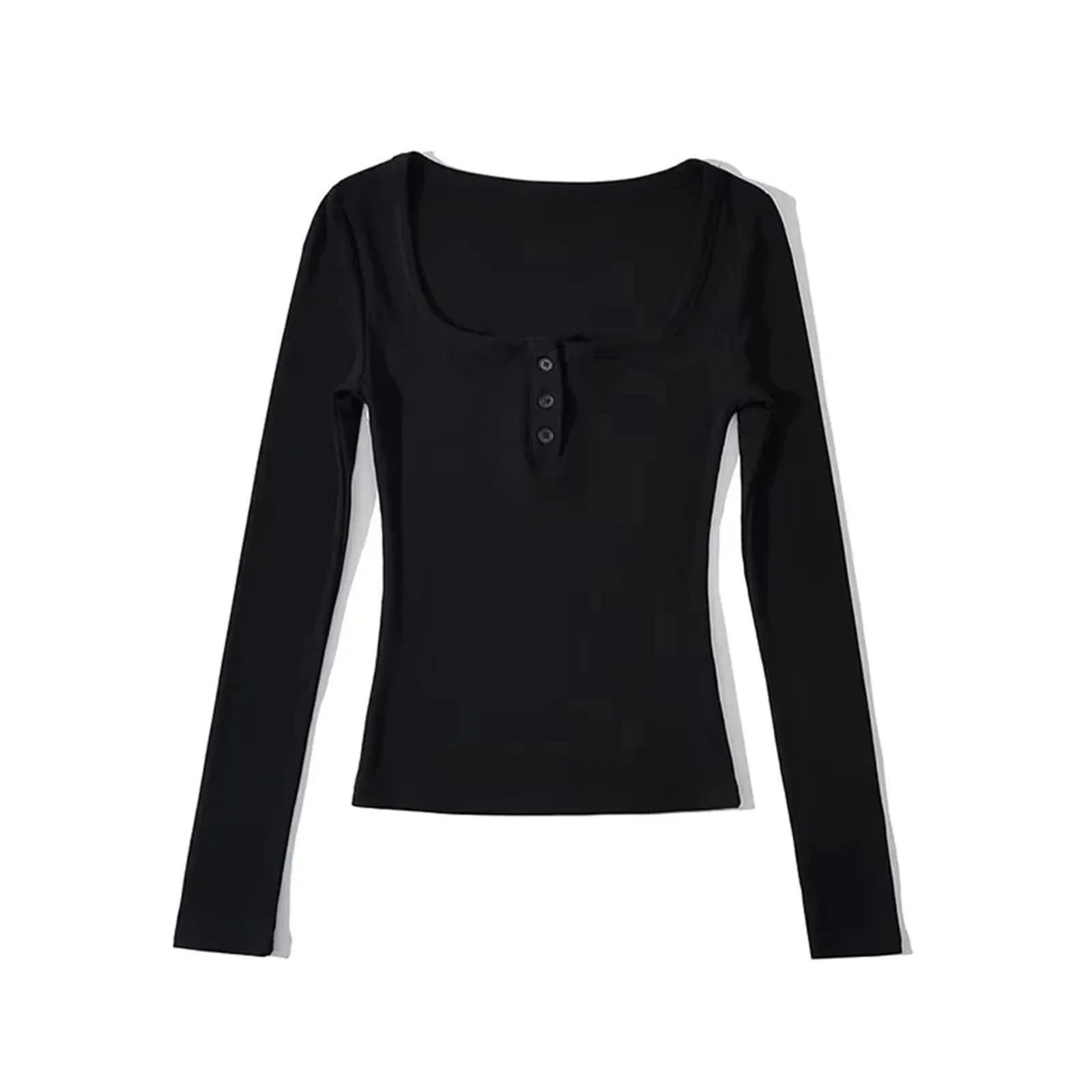 

Women's Spring Round Collar Slim Short High Waist Square Collar Button Long 90s Vintage women Clothes All- Aesthetic