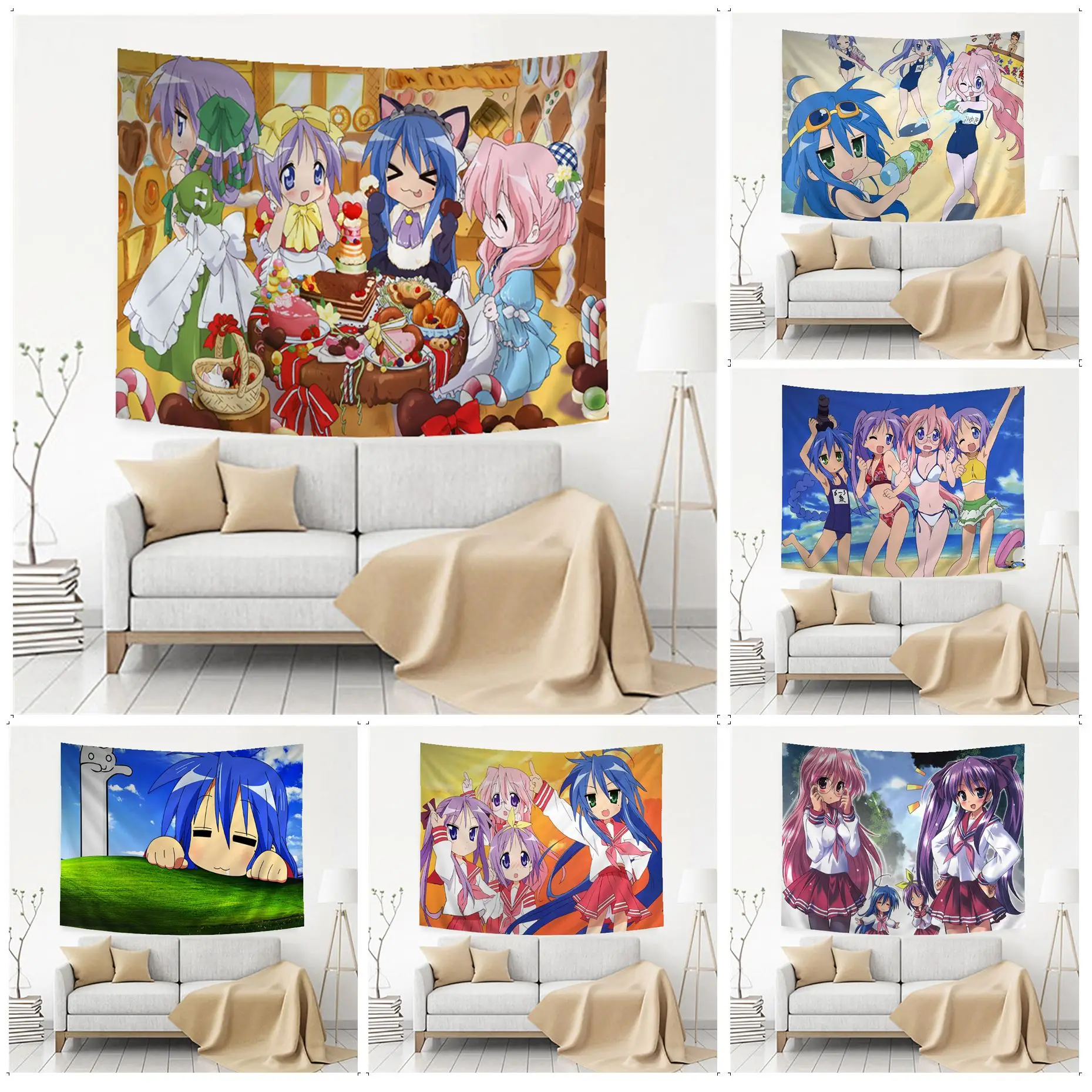 

Lucky Star Izumi Konata Chart Tapestry For Living Room Home Dorm Decor Japanese Tapestry