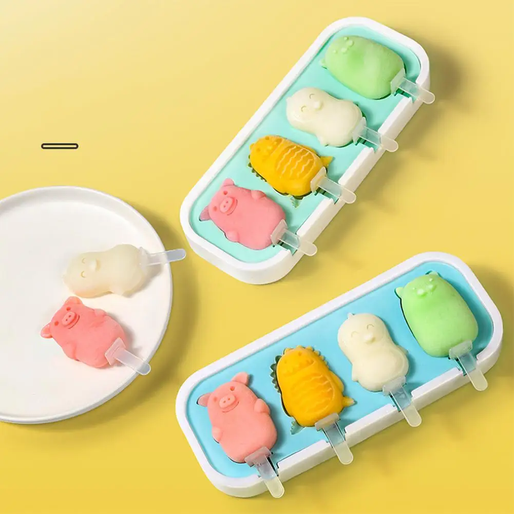 

Ice Cream Silicone Molds Ice Cube Maker With Cover Large Capacity Homemade Popsicle Mould Tray Kitchen Gadgets Accessories