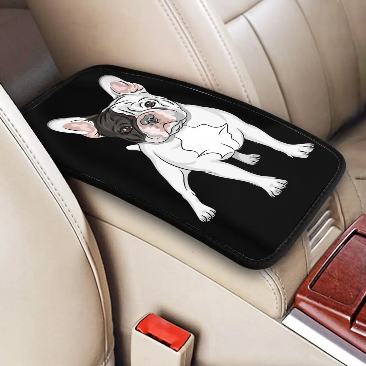 

French Bulldog Car Armrest Cover Mat Anti-Slip Frenchie Dog Center Console Pad Protector Cushion Pad Car Interior Accessories